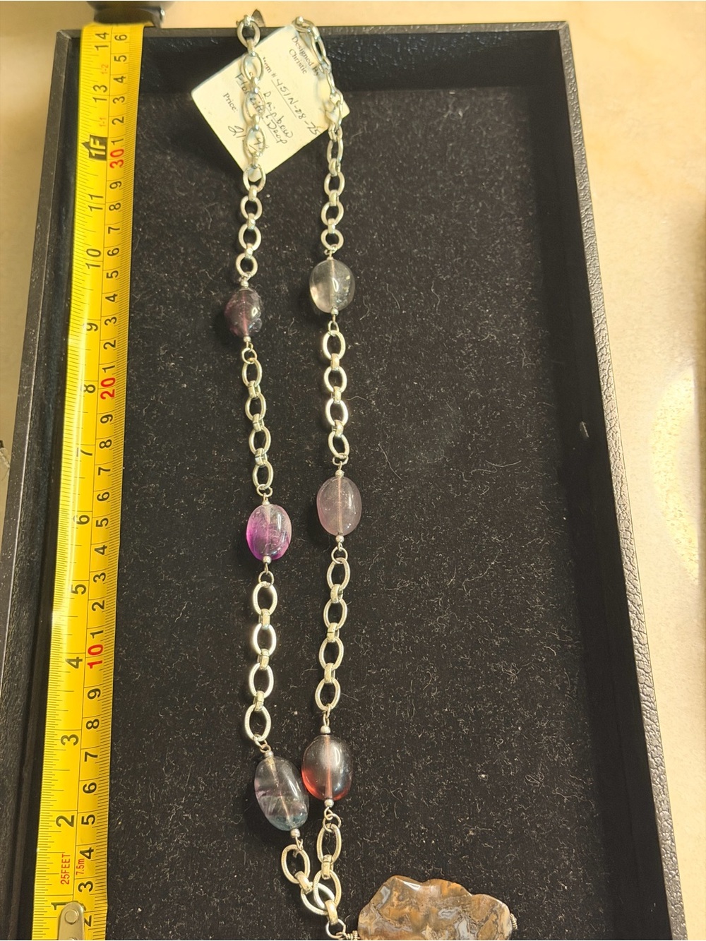 Source Unknown Silver Chain Necklace with Purple and Clear Beads
